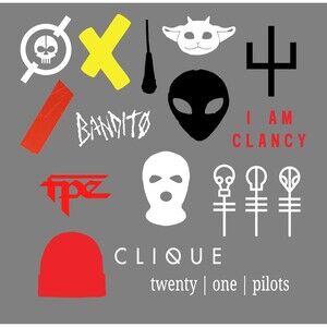 Twenty One Pilots 15 Decals Set | Waterproof Vinyl | TOP Blurryface Ned Clique